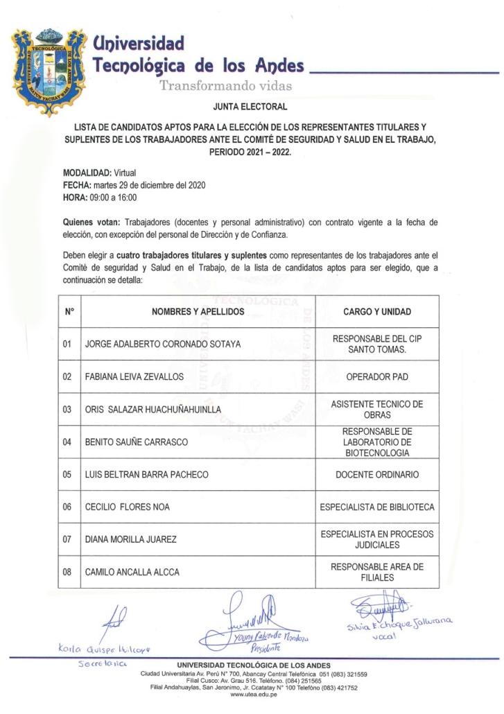 ElecciÓn De Los Representantes Titulares Y Suplentes De Los