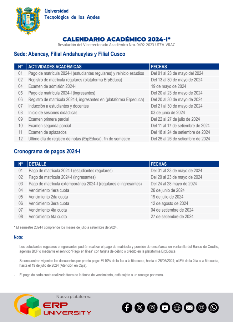 Calendario académico cúcuta 2024